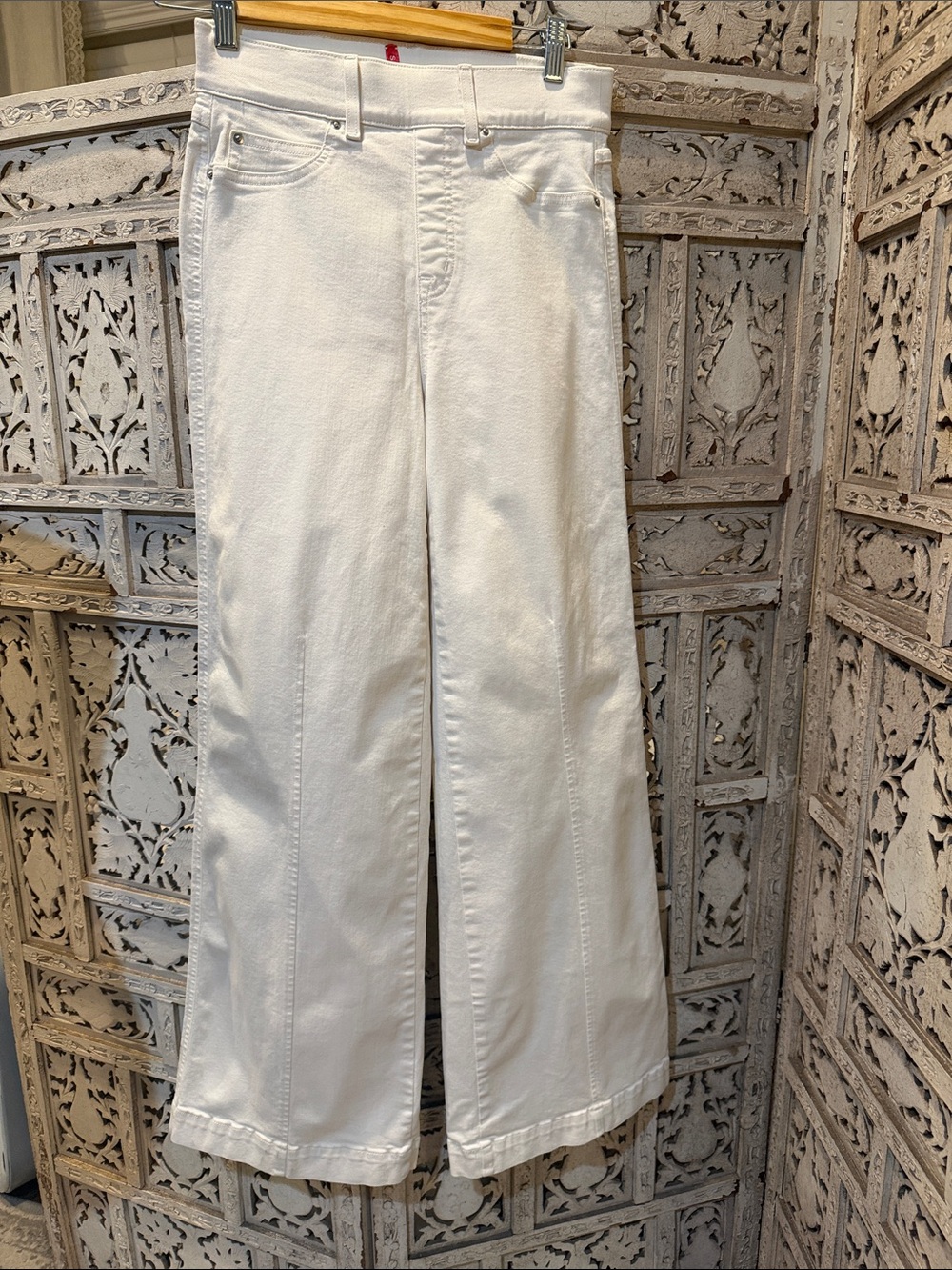 SPANX White Wide-Leg High-Rise Jeans